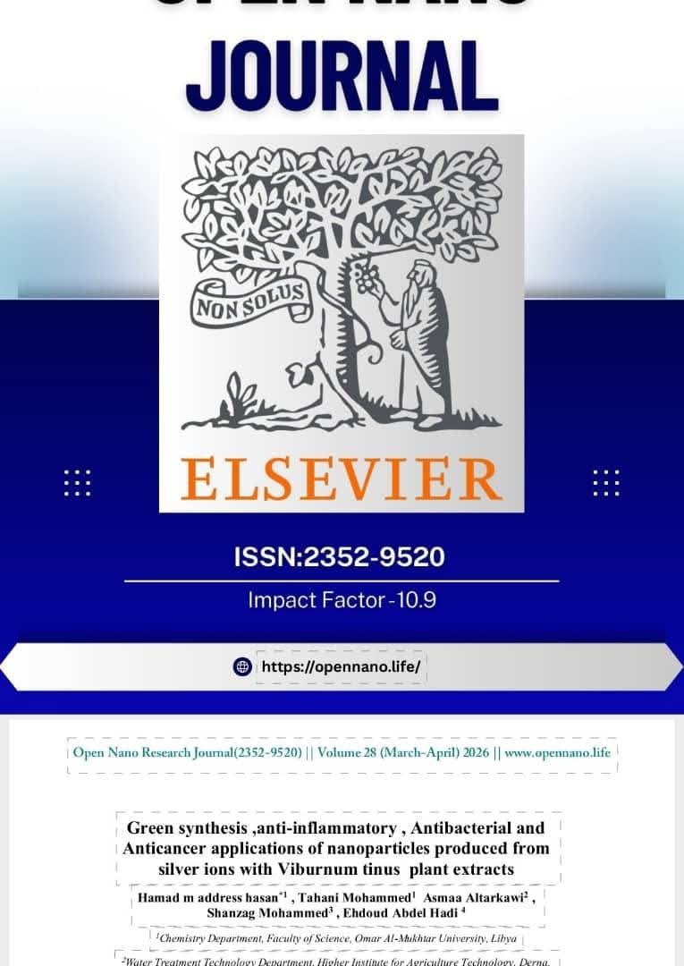 نشر بحث علمي متميز في مجلة Open Nano Research Journal، المصنفة ضمن فئة Q1 في قاعدة بيانات Scopus.